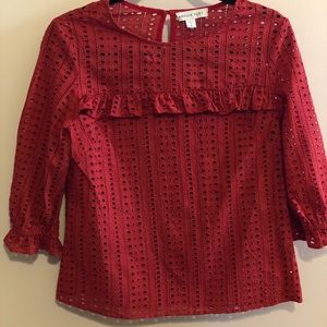 Amour Vert 3/4 sleeve eyelet top